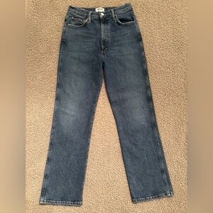 Agolde Pinch Waist High Rise Women's Straight Leg Jeans - Med Blue
